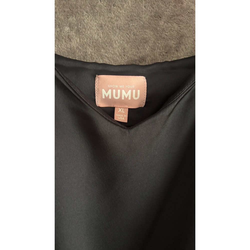 Show Me Your Mumu Dalia Maxi Dress Womens XL Black Luxe Satin Partially Lined - Picture 5 of 11